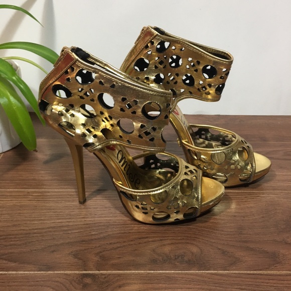 Promise Emerson Gold Peep Toe High Heels - Picture 4 of 6